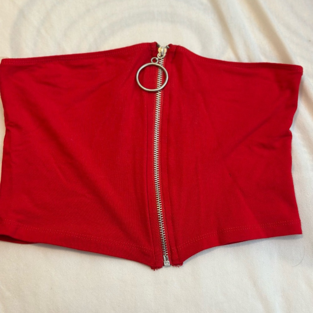 Red Zip-Up Tube Top